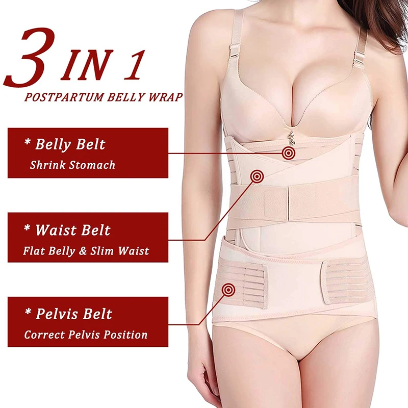 3 in 1 Postpartum Belly Belt Tummy Band Girdles Corset Body Shaper