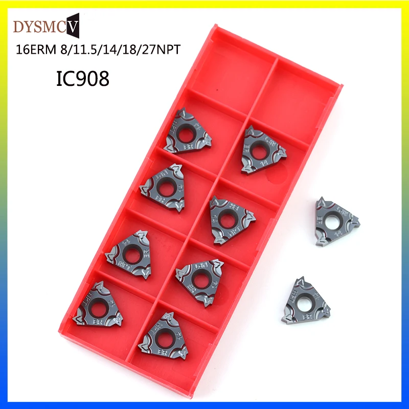 

10PCS 16ERM 8NP 11.5NPT 14.18NPT27NPT IC908 60 angle thread turning tool carbide blade thread turning tool