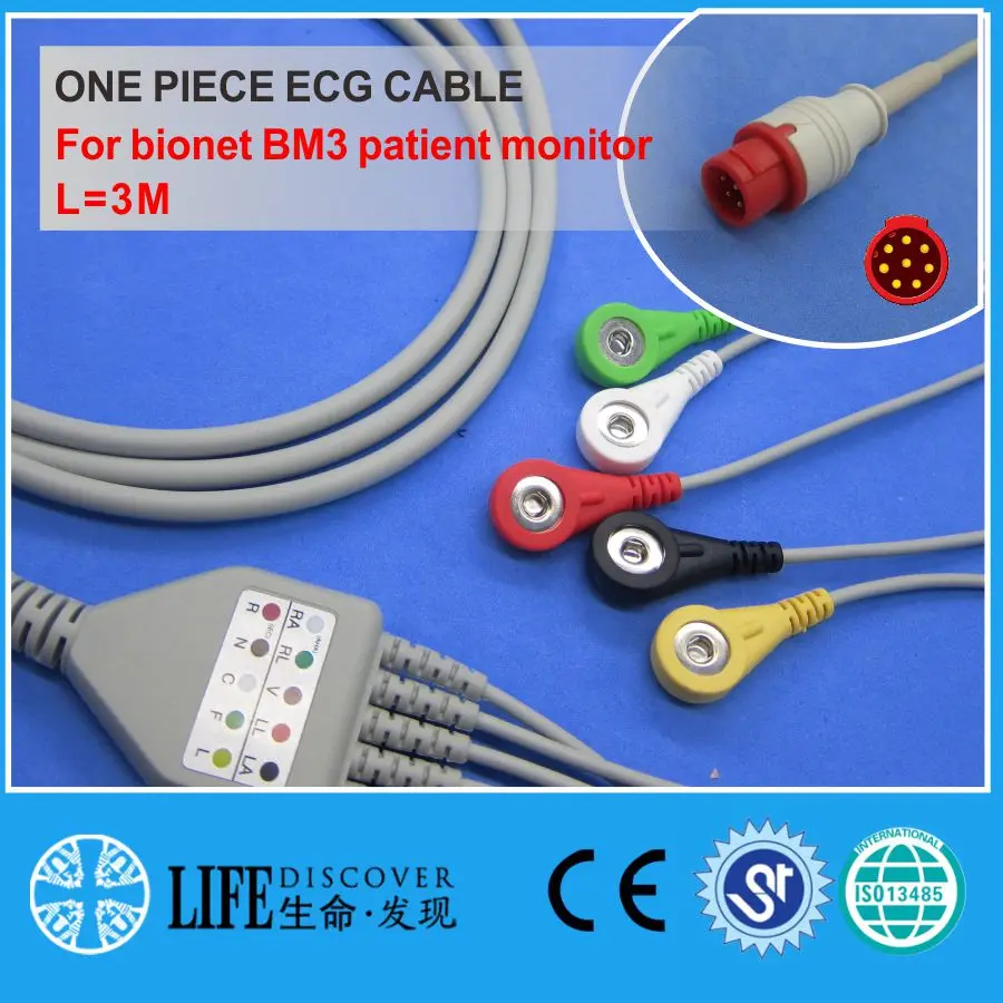 

ECG CABLE with 5 leadwires snap for bionet BM3 patient monitor
