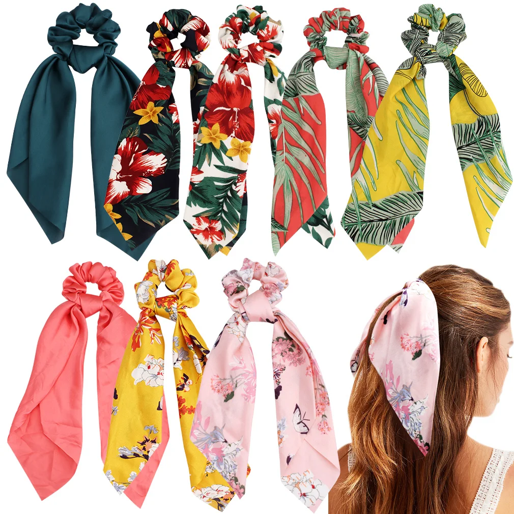 Girl Holder Rope Hair Accessories 2019 New Bow Streamers Ring Fashion Ribbon Bands Scrunchies Ponytail Bows | Аксессуары для
