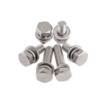 

4pcs M8 outer hex screws hexagon with spring pad washer combinations screw stainless steel bolt GB9074.17 12mm-50mm length
