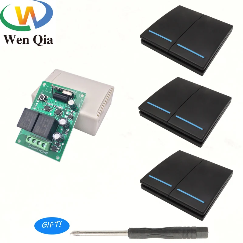 

433Mhz Universal Wireless Remote Control Switch 86 Wall Panel 2Button Transmitter RF Relay 2CH Receiver LED Smart Home DIY LIGHT