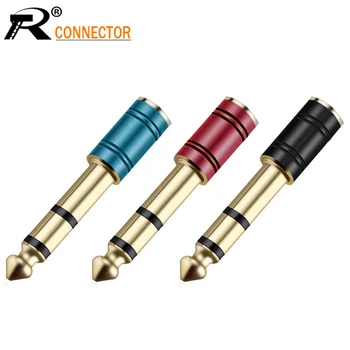 

2PCS Paint Process Phone Jack Balance Audio Connector Adapter 6.35mm Stereo Male Plug to 3.5mm Stereo Female Jack Gold Plated