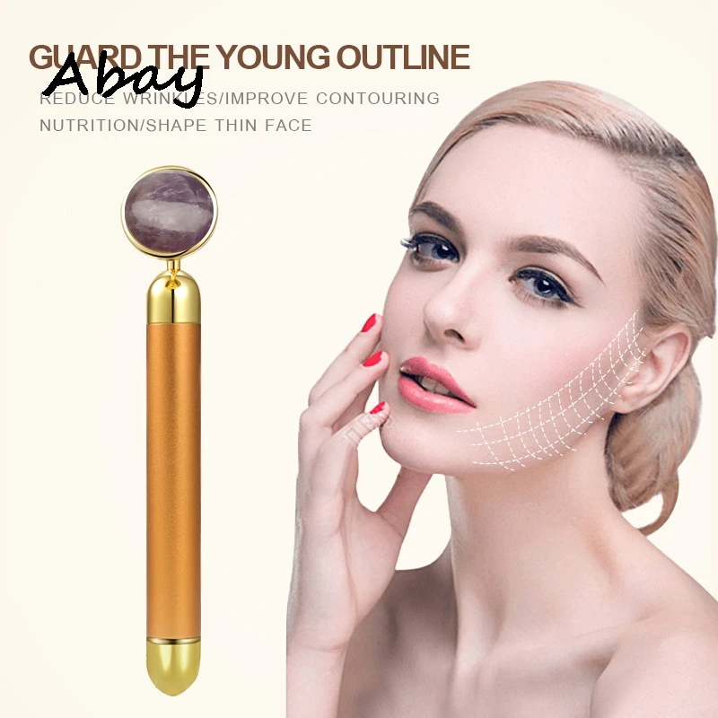 

Abay 9 Colors Natural Jade Stick Electric Vibration Women Beauty Thin Face Bar Facial Massage Roller Facial Body Shaping