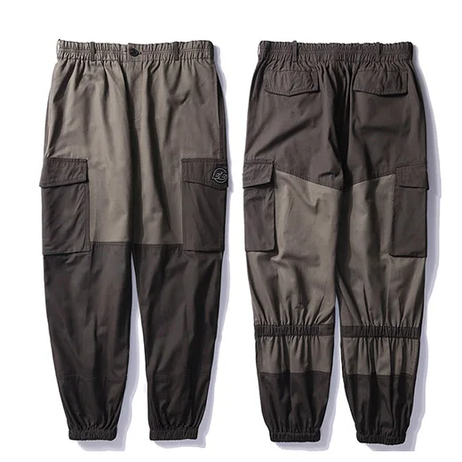 A21C05 Brown Мужские брюки карго, уличная одежда,, цветные, блочные, хип-хоп, Харадзюку, шаровары, с карманами, японский стиль, мешковатые штаны, джоггеры, хипстерские брюки - Цвет: A21C05 Brown