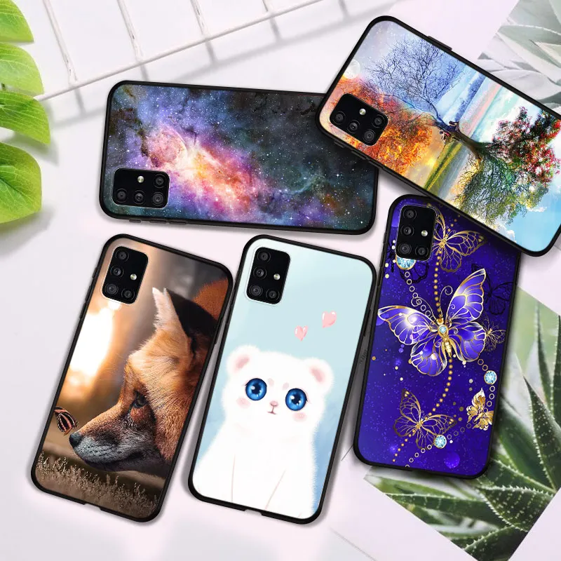 Для Samsung Galaxy A01 A21 A31 A41 A51 A71 чехол для телефона бабочка кошка волк бампер