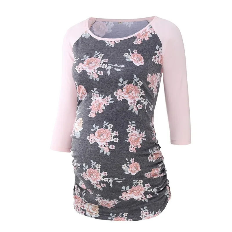 pic Maternity Clothes 3/4 Sleeve Pregnancy T-Shirt Womens Clothing Floral Casual Comfortable Pregnant Clothes Vetement Femme - Цвет: pic