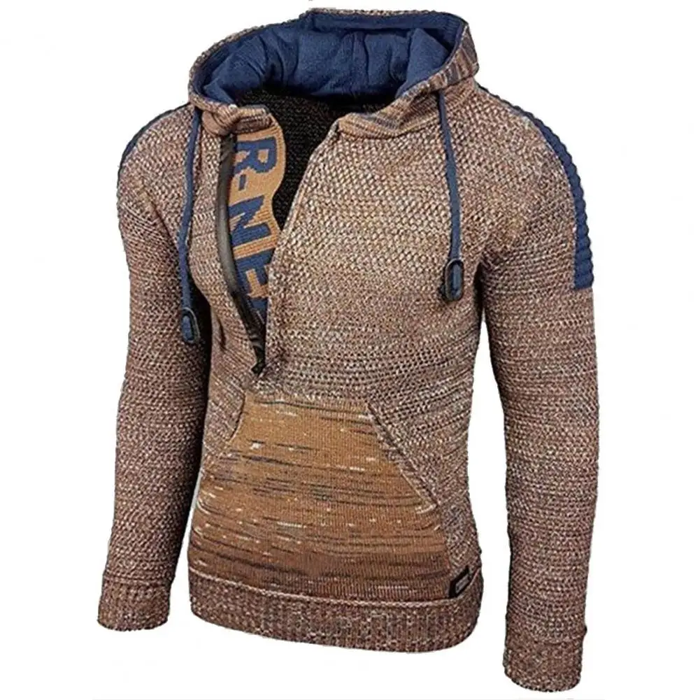 Suéter de talla grande para hombre, jerseys de punto cálidos con cremallera y capucha Vintage, informales, de manga larga, suéteres de punto ajustados, invierno y otoño