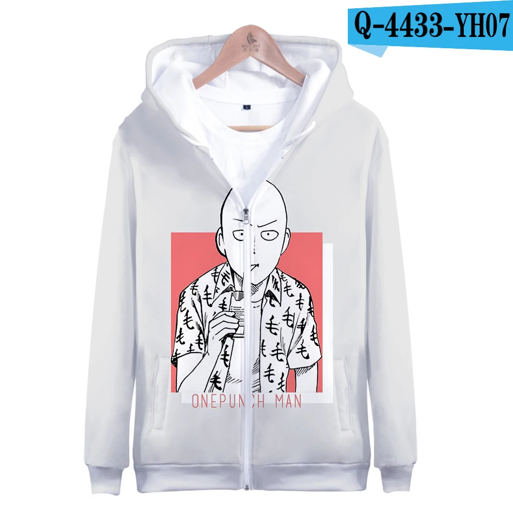 One Punch Man сезон 2 3d толстовки на молнии Kawaii модель Горячая музыка вентиляторы хип-хоп Уличная Kpop - Цвет: Черный
