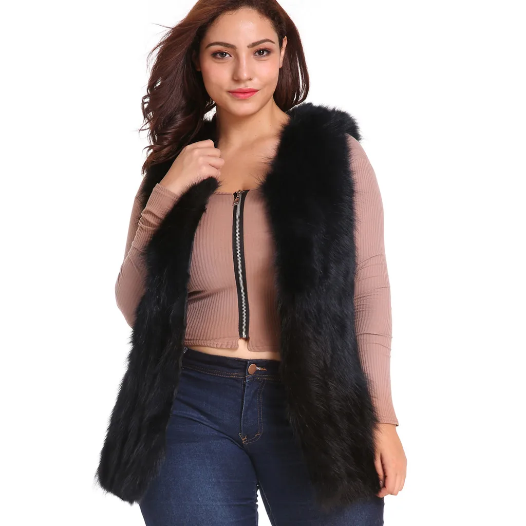 XL-6XL зимние женские теплые короткие пальто из искусственного меха пиджак без рукавов, жилет, парка, верхняя одежда женские жилеты женские повседневные без рукавов