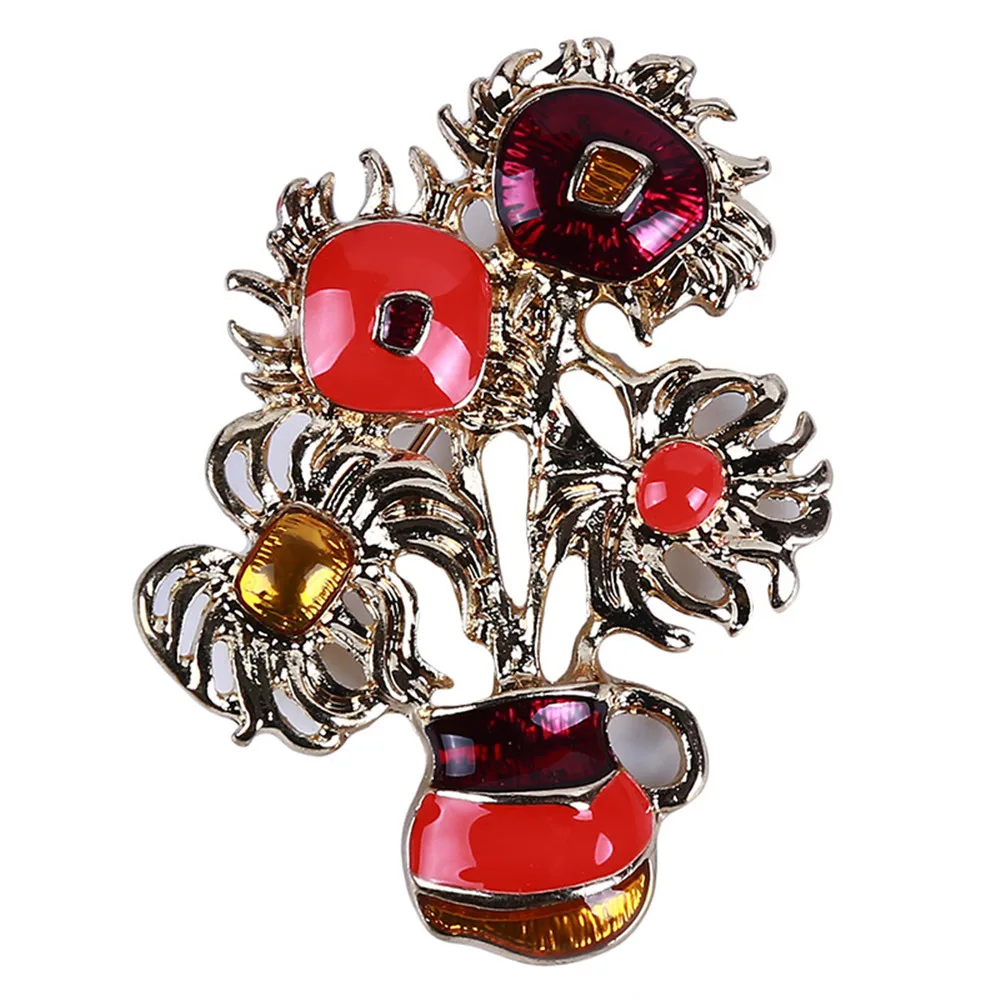 Ellenmar хризантемы в горшках Брошь Мода сплав капает масло окрашенные растение