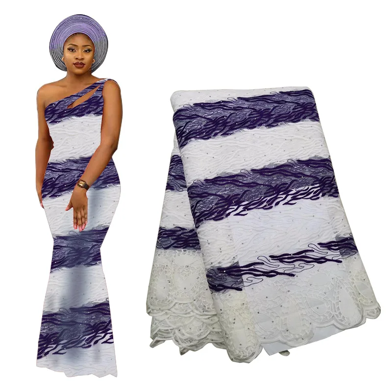 Хит продаж 5 ярдов темно-синяя африканская кружевная ткань 2019 высокое качество