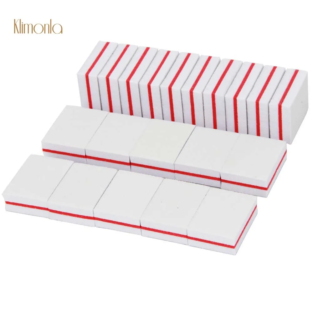 

20Pcs Mini Nail Sanding Blocks 100/180 Grit Nail File Manicure DIY Nail Art Buffing Tools Sandpaper Sponge White Buffer Files
