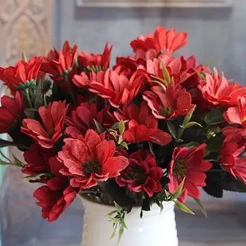 

Creative Red 1 Bunch Artificial Bridal Daisy Flowers Fake Silk Bouquet Home Party Decor Props House Decoration New