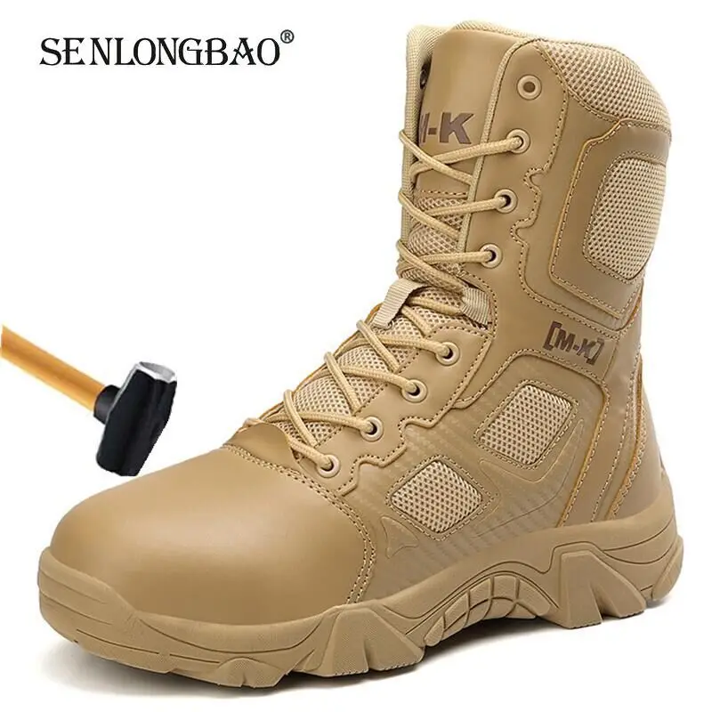 Men's Work Safety Boot Steel Toe Safety Men Shoes Comfort Anti-Puncture Military Boots Lightweight Men Work Sneakers Size 39-47