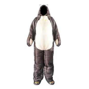 

Hollow Cotton Sleeping Bag 2019 Full Body Wearable Sleeping Bag Bear-shaped Brown Sleeping Pouch For Family Cold Protection