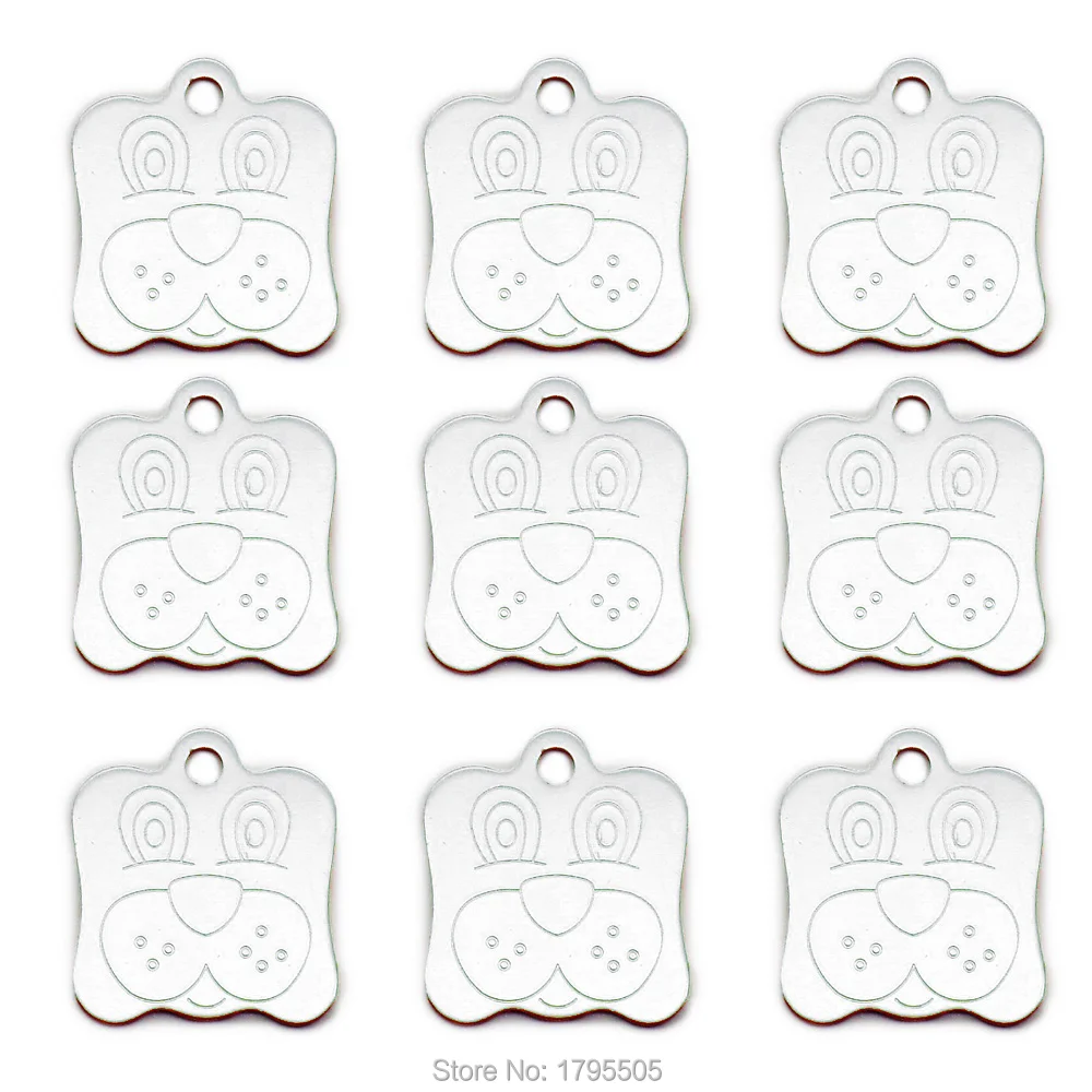 100pcs Pet dog ID tag collar pet id tags DOG FACEAluminum dog identification Pendant Pet Dog Accessories ID Tags Puppy Pet Card - Color: Silver