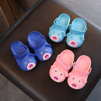 

Children Slippers For Boys Girls Fashion Kids Beach Sandals 2 In 1 Slippers Bath Swimming Slippers Anti-skid Cartoon Pig 24-35