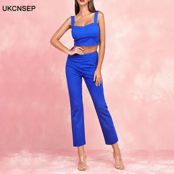 

UKCNSEP High Quality New Arrival Sexy Women Jumpsuit 2020 Elegant Strapless Bodycon Two Piece Sets Party Jumpsuit Women Bodysuit
