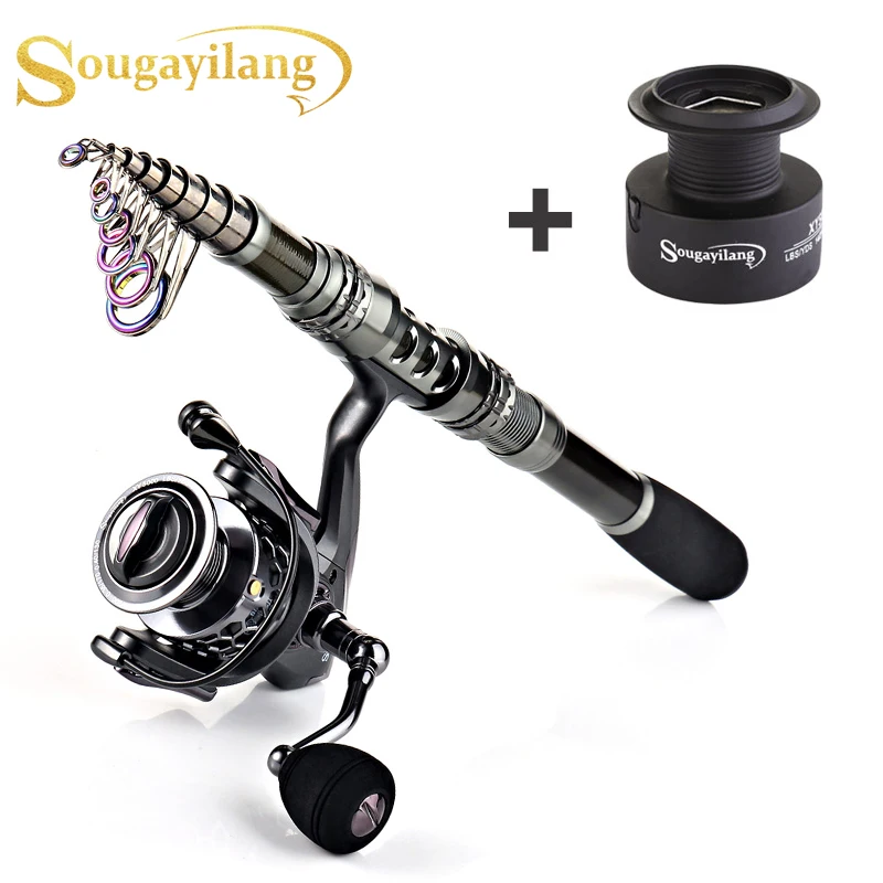 

Sougayilang Portable Telescopic Fishing Rod and Reel Combo Carbon Fiber Fishing Pole Spinning Reels Saltwater Freshwater Fishing