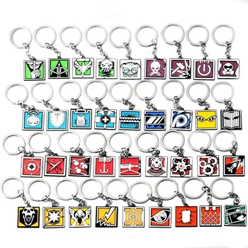 

Rainbow Six Siege Six Key Chain Tower Kan Echo Kapukan Damage Smoke Pry Hi-Fi Key Ring Holder Small Gift Wholesale