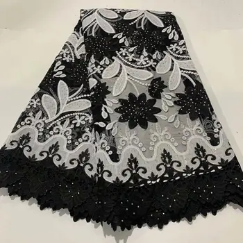 

African Lace Fabric black Color Guipure Lace Fabric 2020 High Quality Nigerian Cord Lace Fabric For Wedding Dresses YYZ698