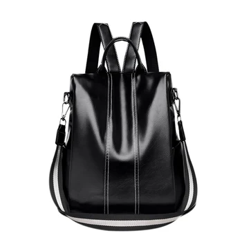 

NEW-Womens Backpack Purse Pu Leather Anti-Theft Backpack Casual Satchel School Shoulder Bag Black