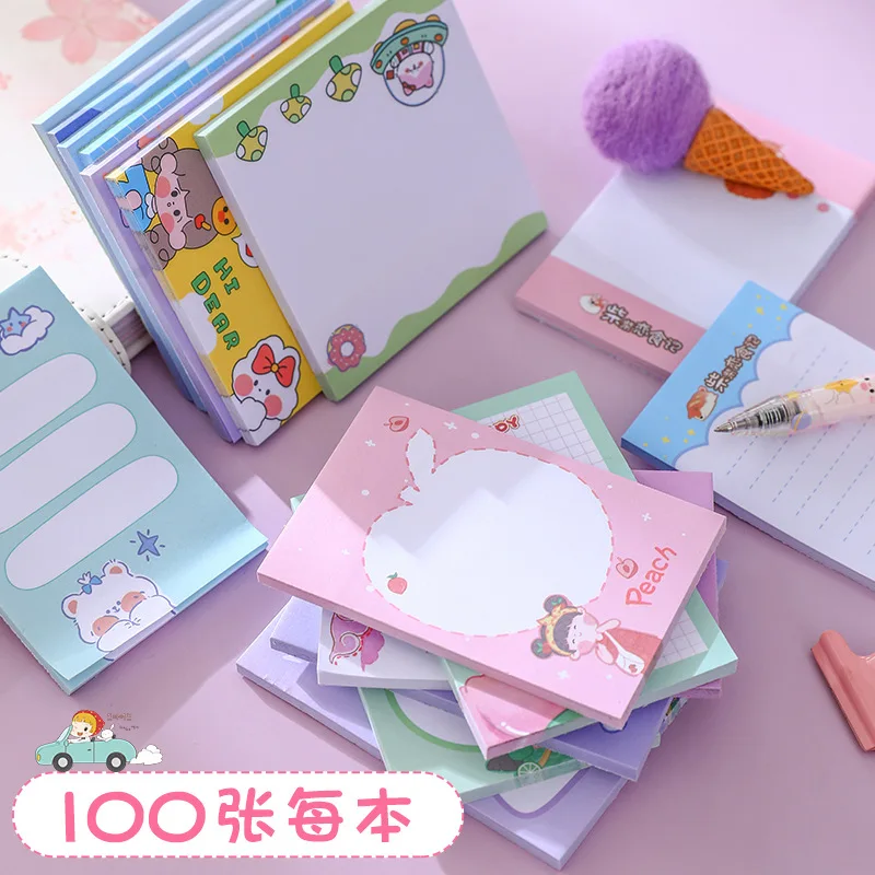 Korean Creative Cartoon Memo Pads Student Stationery Animal Girl Sticky Notes Not Sticky Label Paper Office Learn Plan Message