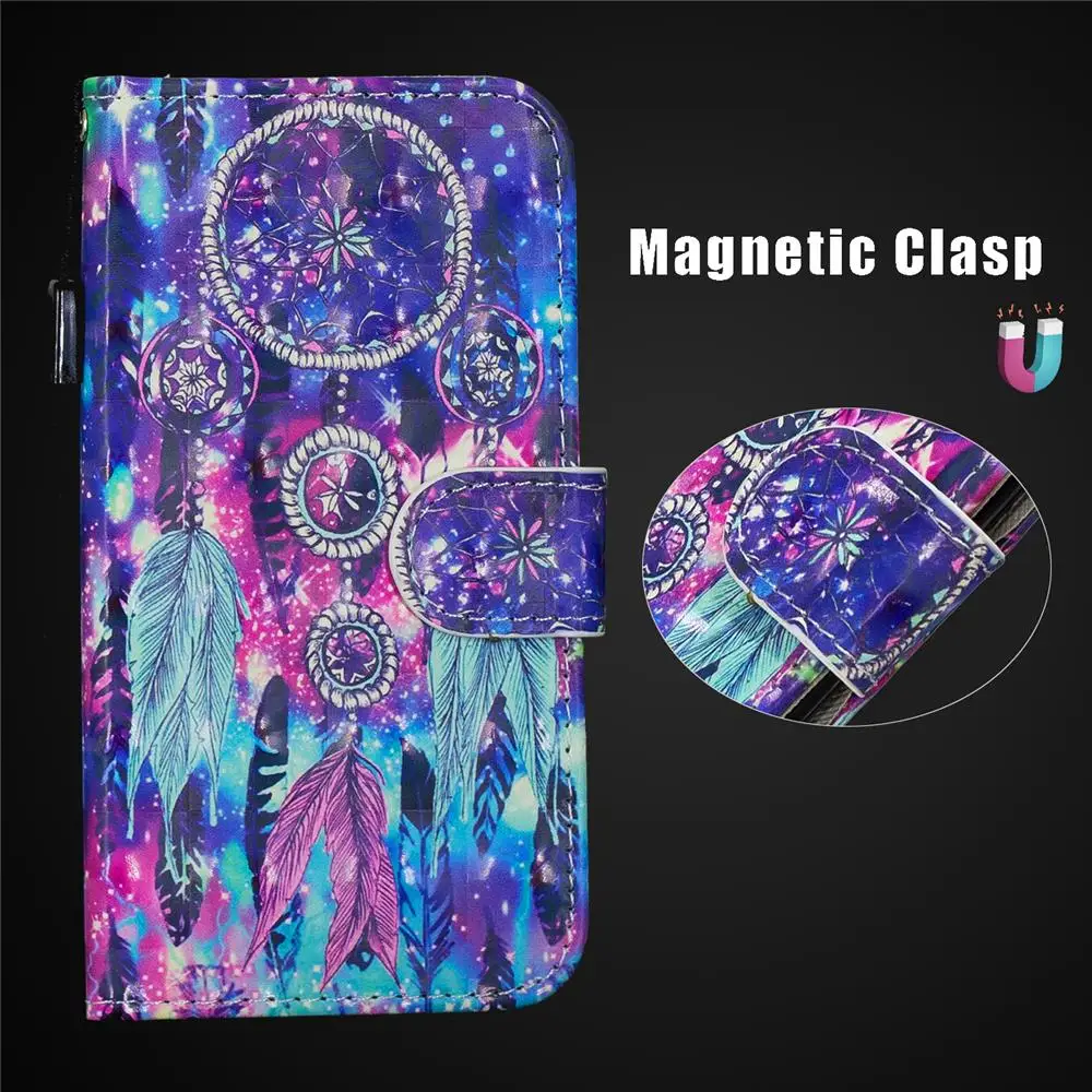 3D Flip Leather Cases For Huawei Y6 Pro Case For Huawei P9 Lite Mini Cover For Huawei Enjoy 7 Wallet Stand Phone Cases