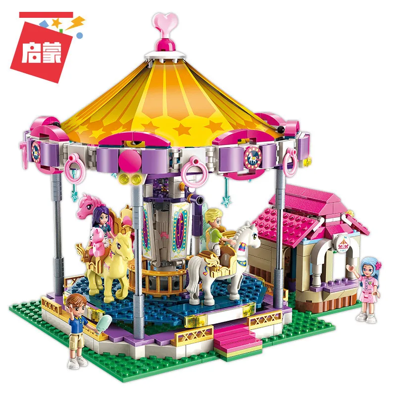 

ENLIGHTEN Building Blocks 2016 Dreamy Merry-go-round bin fen holiday Series Small Town GIRL'S Educational Assembled Toys Gift