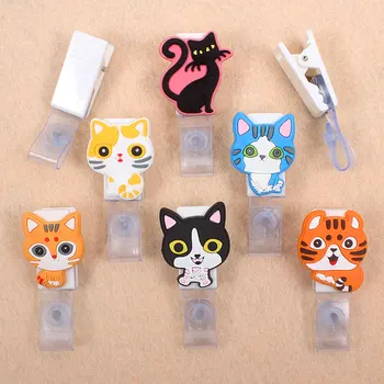

Creaive Pretty Girl Cat Badge Holder Plastic Clip Of Work Cover Student Badge Reel Nurse Exhibition Enfermera Name Card For Girl