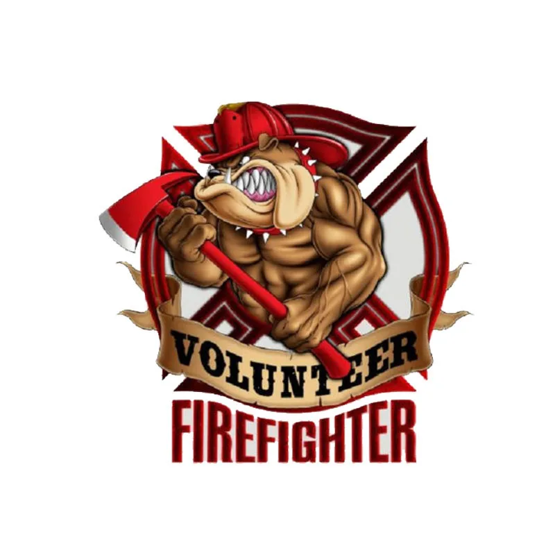 

Bull Dog Volunteer Firefighter Cover Scratches Car-Sticker Decals Sunscreen Decoration Bumper Suv Vinyl Car Accessories 16*16cm