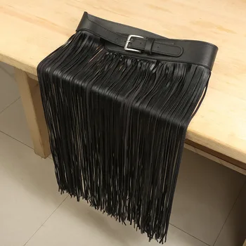 

2020 New Spring Summer Pu Leather Long Tassel Brief Personality Girdle Decoration Belt Women Fashion Tide Female Black Summer