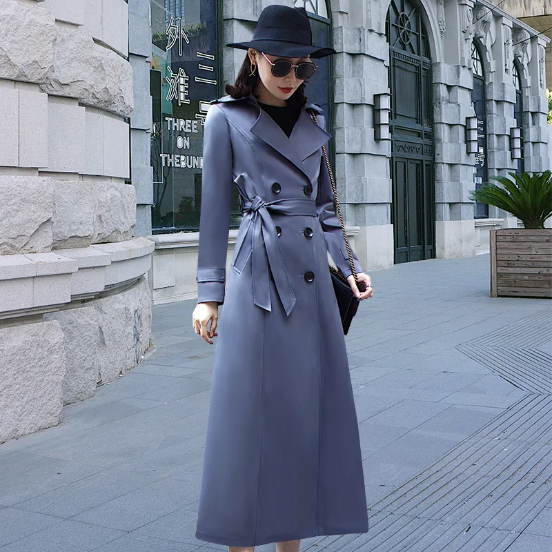 High end Design Women Trench coat Plus size S-3XL casaco feminino Double Breasted Long Coat women Trench Female Overcoat R63