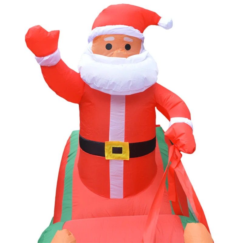 ABFU-EU Plug Christmas Inflatable Deer Cart Christmas Double Deer Cart Santa Claus Christmas Dress Up Decorations Welcome Props