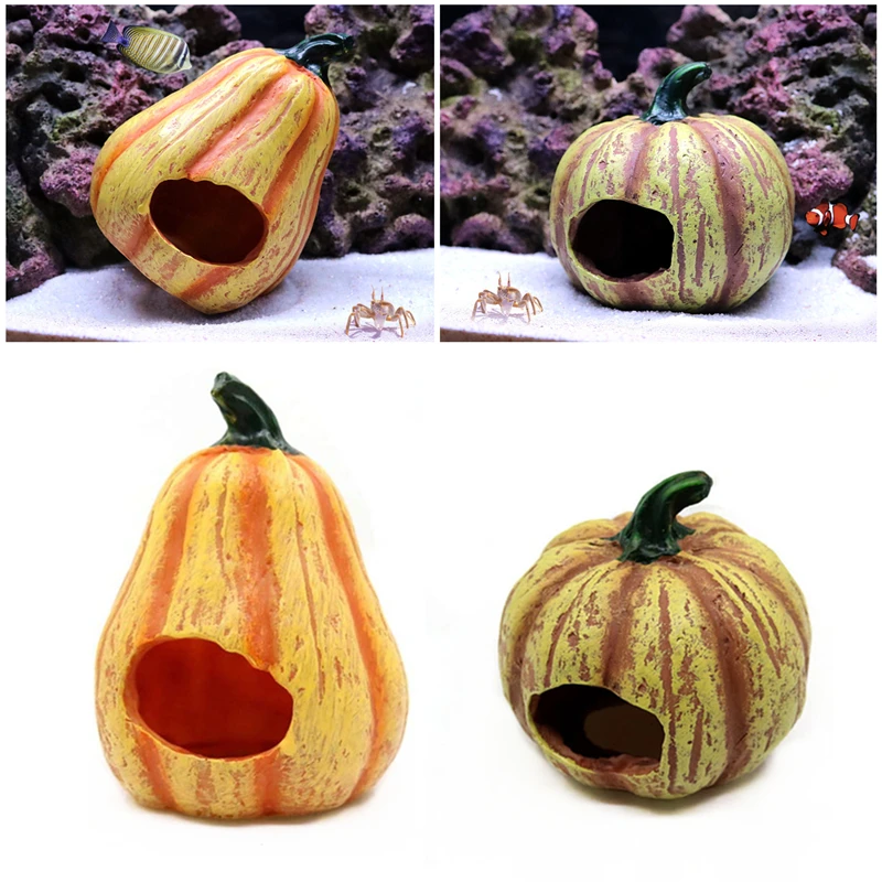 

Resin Artificial Pumpkin House Aquarium Decoration Fish Shrimp Hiding Cave Shelter Ornament Fish Tank Landscaping Accessories