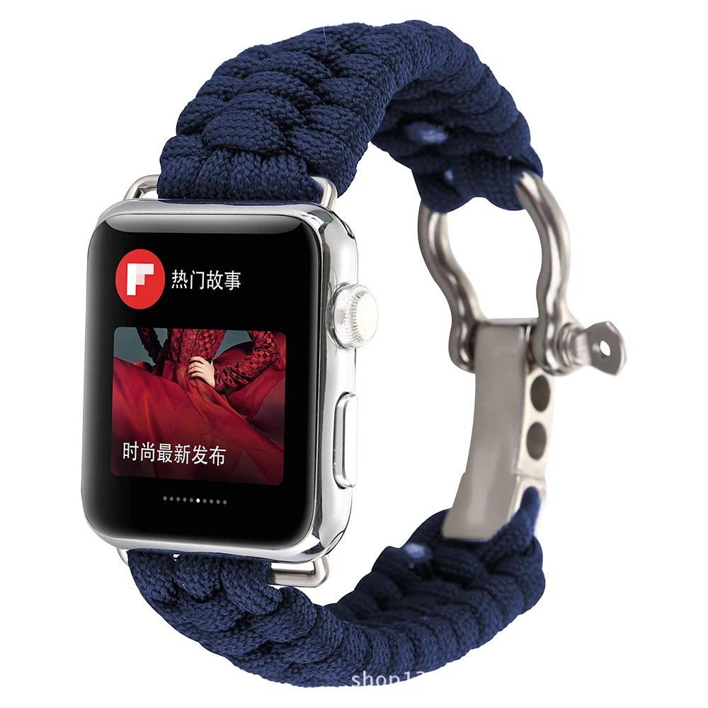 Открытый спортивный ремешок для наручных часов для Apple Iwatch 1 2 3 4 многофункциональная нейлоновая веревка для зонтика браслет Ремешки на запястье 38 мм 40 мм 42 мм 44 мм