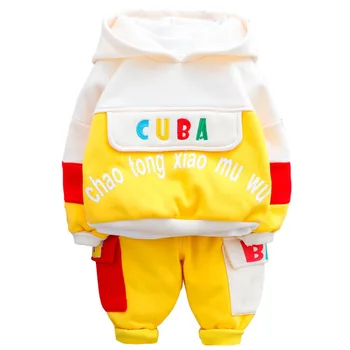 

Autumn Winter Children Fashion Clothes Kids Boys Girls Thicken Hooded Coat Pants 2pcs/sets Baby Clothing Infant Casual Tracksuit