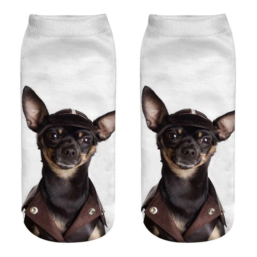 3d Novelty Crazy Funny Dog Ankle Socks Cute Colorful Cartoon Low Cut Socks Warm Cotton Printed Socking Short Носки #40