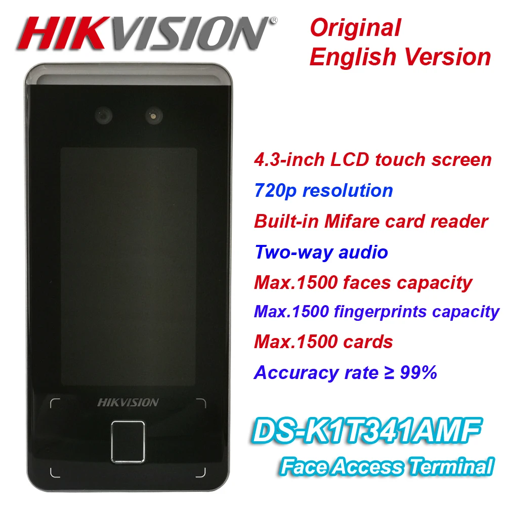 Hikvision Hikvision DS-K1T341AMF 4.3'' LCD Face Fingerprints Recognition IP Video Intercom 