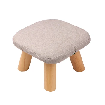 

Ottoman Pouf Cube Fabric Wood Footstool Padded Foot Rest Folding Storage Footrest Seat Round Stool with Removable Cover
