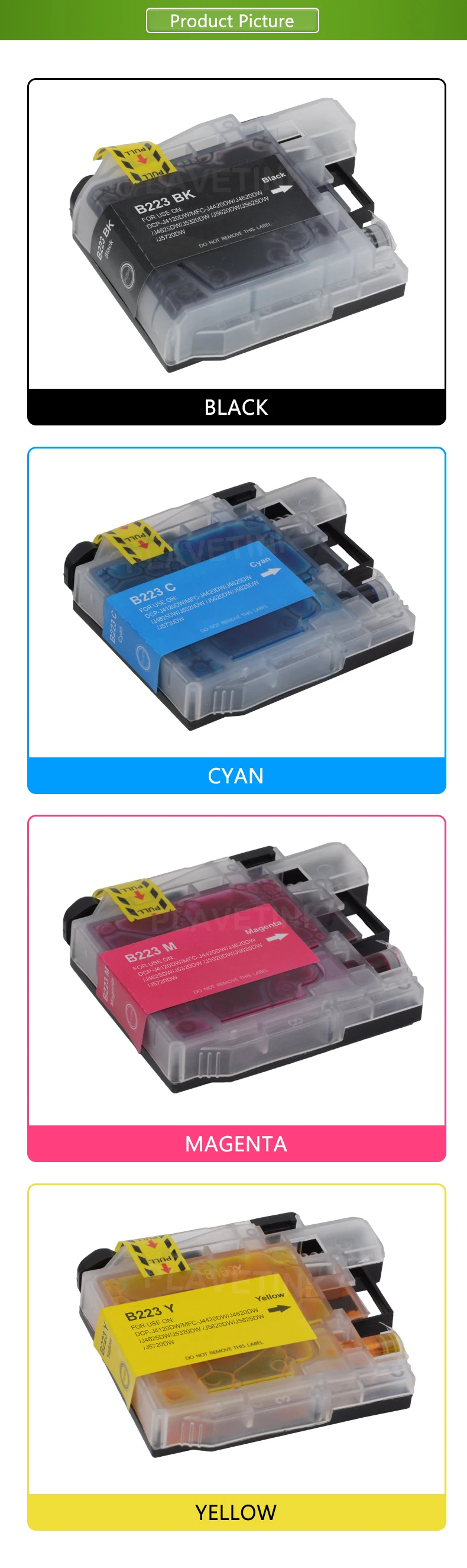 Plavetink полный чернил LC223 LC 223 картриджи для Brother J4420 J4620 J4625 J5320 J5625 J5720 J480 J680 J880 принтер