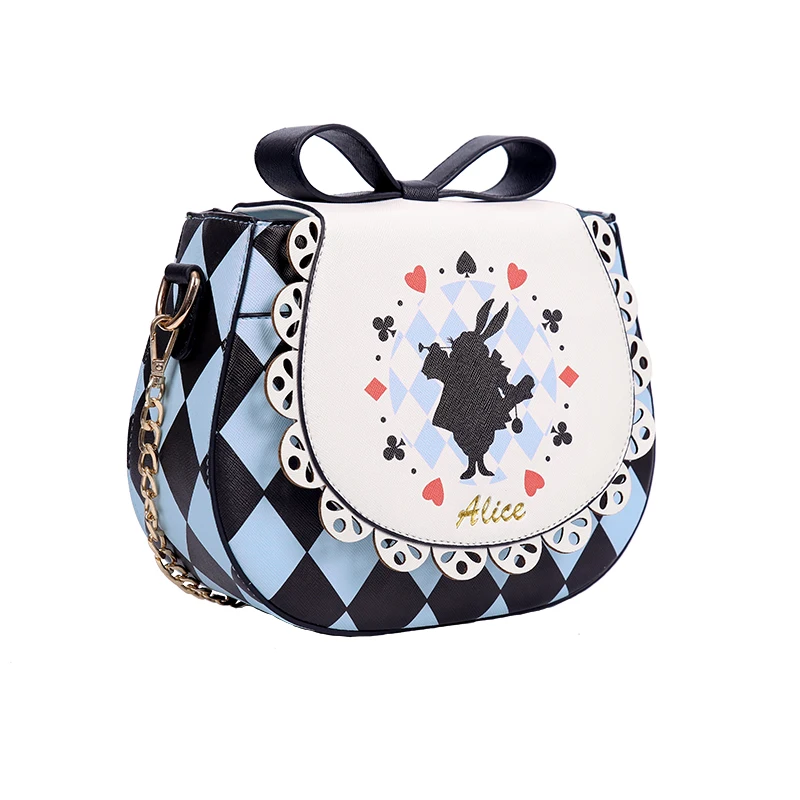 

Alice in Wonderland Rabbit Poker Heart Messenger Shoulder Bag Hang Lolita Bow Tie Women Girl Lady