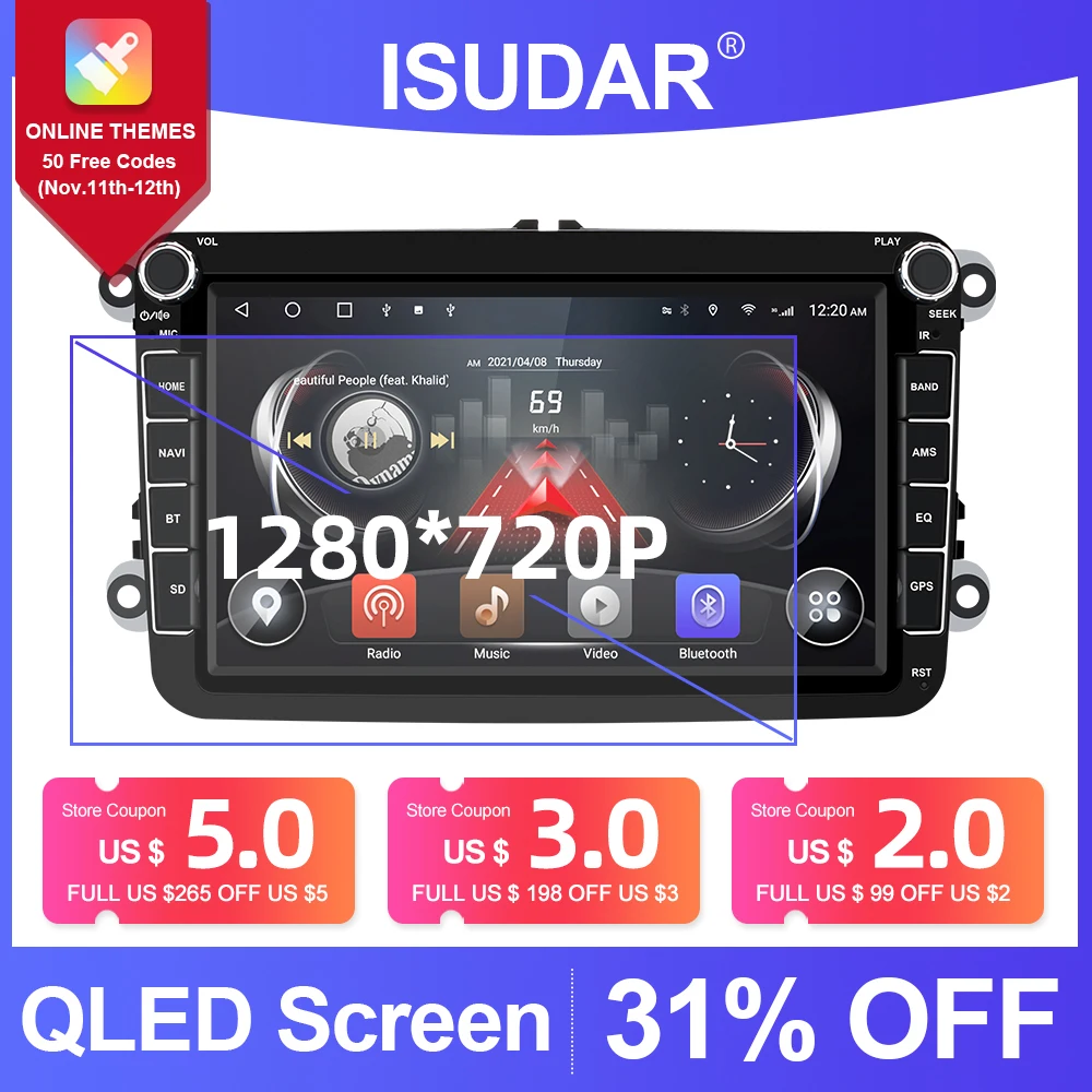 PROD 32851003798 Isudar T72 2 Din Car Multimedia player Android 10 GPS
Car Radio Audio Auto For VW/Volkswagen/POLO/PASSAT/Golf 1280*720P 8core
4G