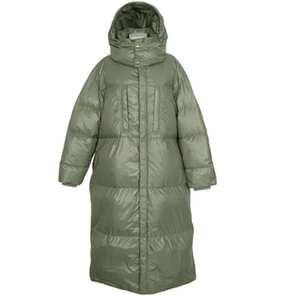 long darkgreen RUGOD, корейское, шикарное, утолщенное, хлопковое пальто, модное, одноцветное, mutil Цвет, свободная парка, пальто с капюшоном, повседневное, зимнее, теплое, с карманами, пальто - Цвет: long darkgreen