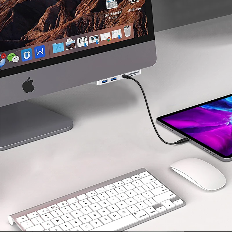 Divisor do Adaptador do Porto do Cubo de Usb 3.0 da Liga Alumínio com Leitor de Cartão do sd tf para o Computador Magro de Imac 21.5 27 Pro Unibody - Imagem 6