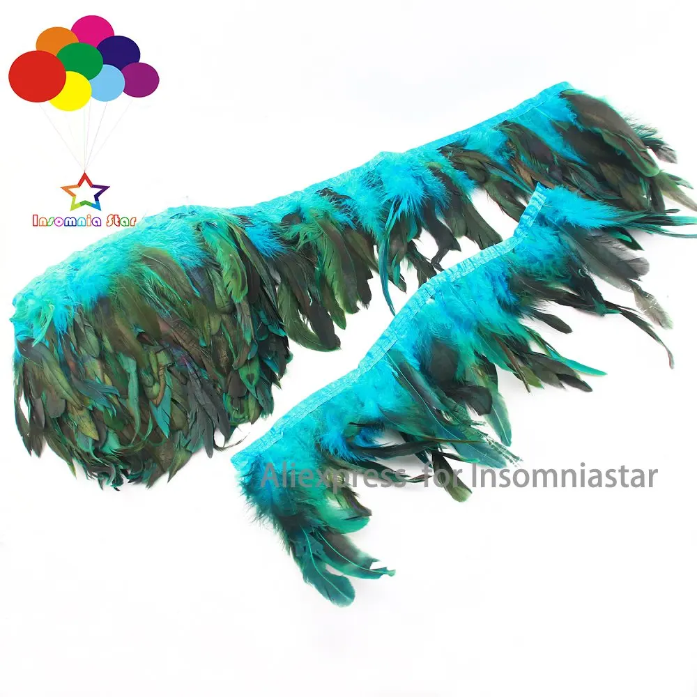INSOMNIA STAR 10 Meter Cock Feathers Trims Cloth Sideband Chicken Pheasant Feather lake blue | Дом и сад