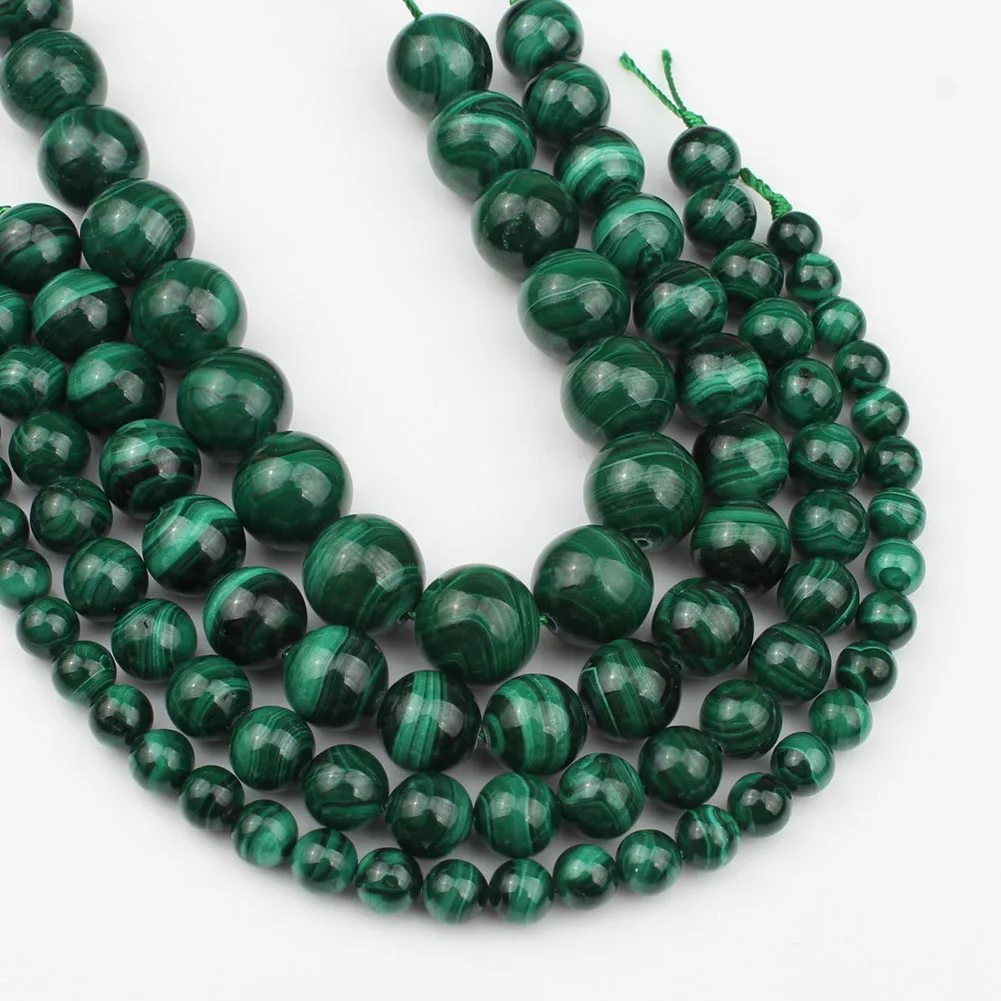 7.5 Inch AAA Green Natural Malachite Round Loose Stone Beads For Jewelry Making Accessories DIY Bracelet Necklace 6 8 10 12 mm | Украшения