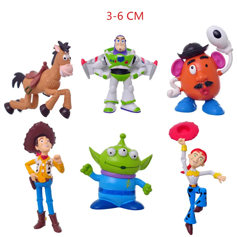 6pcs 3-6cm Игрушка "Дисней" История 4 мультяшная игрушечная фигурка древесный Базз Лайтер Джесси форки кукла Фигурка детский подарок - Color: 6pcs 3-6cm