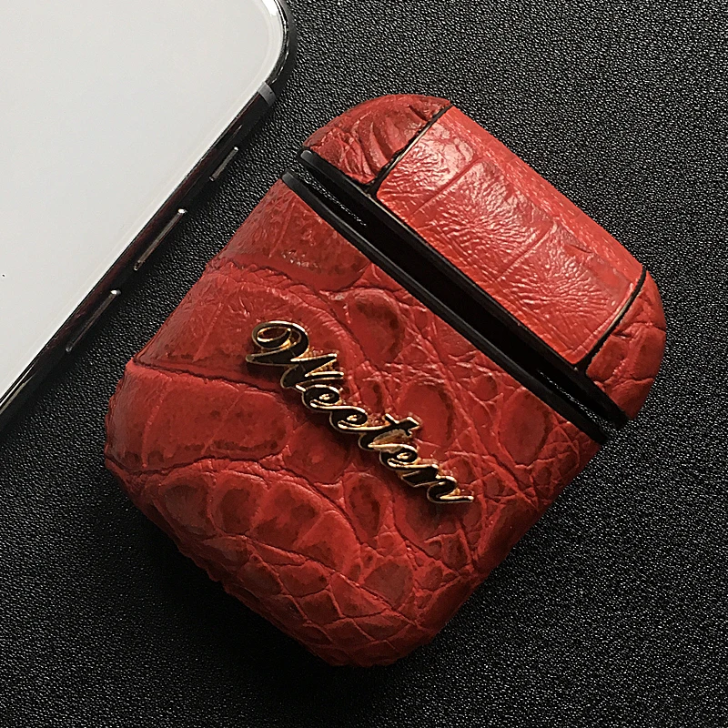 For Airpods Red Крокодиловой кожи карта, карман, держатель с подставкой для iPhone 11 Pro 6s 6 7 8 Plus X XS Max XR Беспроводной чехол для наушников для Airpods - Цвет: For Airpods Red